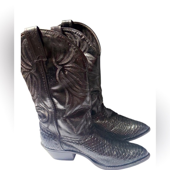 Men's Laredo 13" Python Cowboy Boots BLACK 10M. Made in USA. 27116.  28 851 060W - Picture 1 of 6